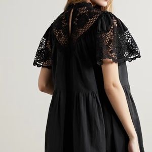 ULLA JOHNSON Tallulah guipure lace-trimmed linen and cotton-blend dress